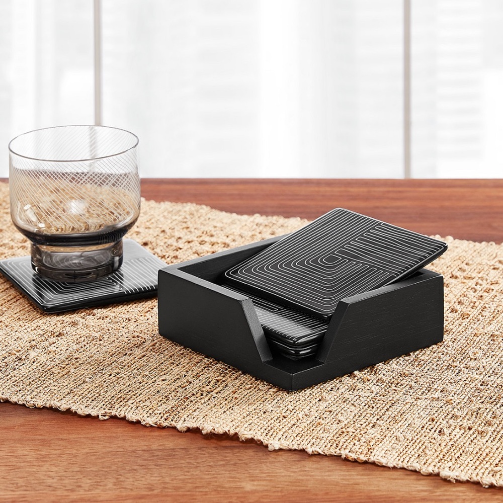 Hotel collection Coasters set of 4 Akwaaba Black